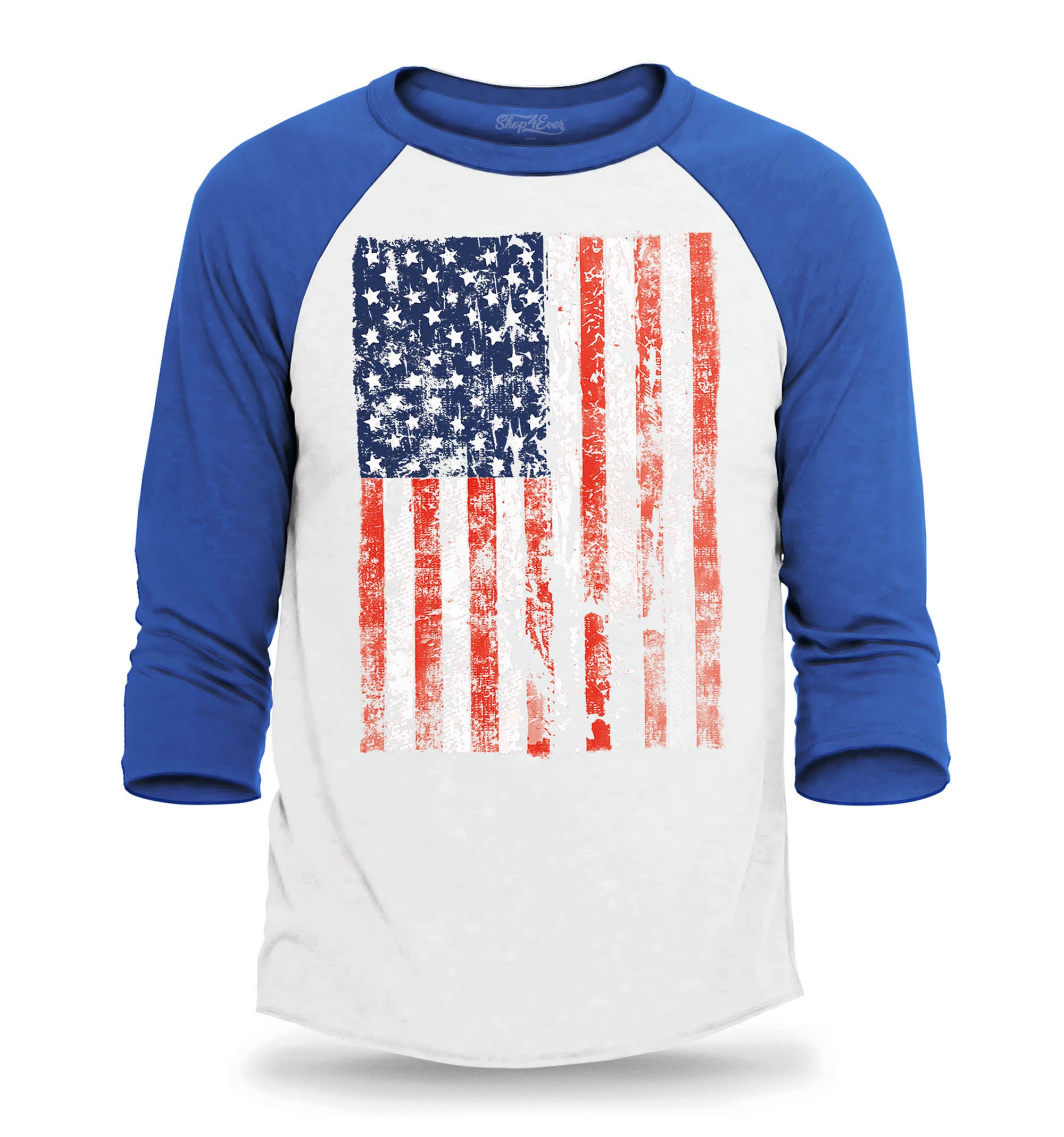 United States of America Flag Vintage USA Raglan Baseball Shirt